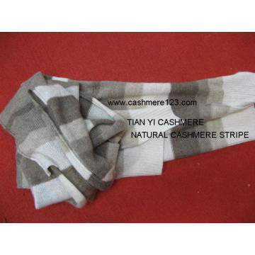 100% Cashmere Natural Stripe Scarf